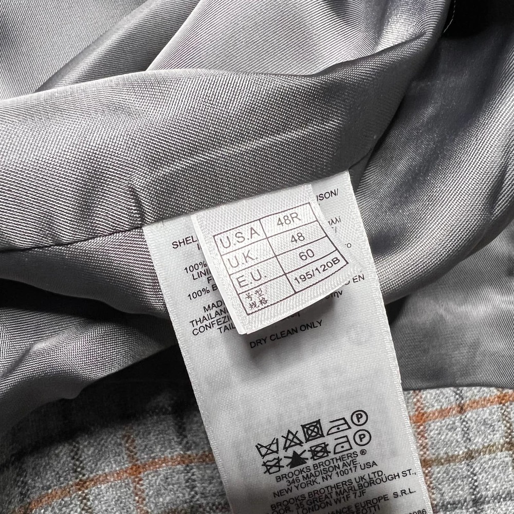 NWOT Brooks Brothers Madison Wool Windowpane Vest Lined Gray Brown Mens Size 48R - Picture 8 of 9